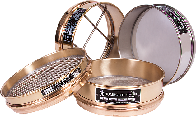 8'' Dia, No.8 (2.36mm),Half height, Brass Frame, Brass Mesh Sieve