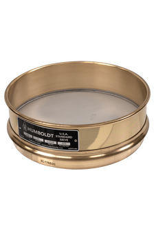 8" Dia., No. 200 (75µm) Brass Frame Stainless Mesh, 2" (50mm) Full Height Frame Standard Sieve