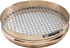 12" Dia., 7/16" (11.2mm) Brass Frame Stainless Mesh, 1.625" (41mm) Half Height Frame Standard Sieve