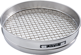 12" Dia., 1-1/4" (31.5mm) Stainless Frame Stainless Mesh, 1.625" (41mm) Half Height Frame Standard Sieve